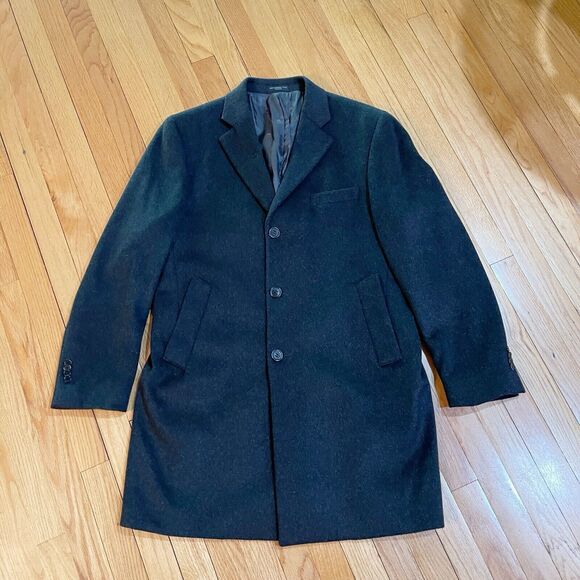 John Varvatos USA Wool Blend Winter Overcoat Mens Size M Soft Black Excellent